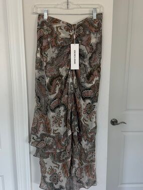 Veronica Beard Paisley Silk Maxi Skirt in Rust and Cream